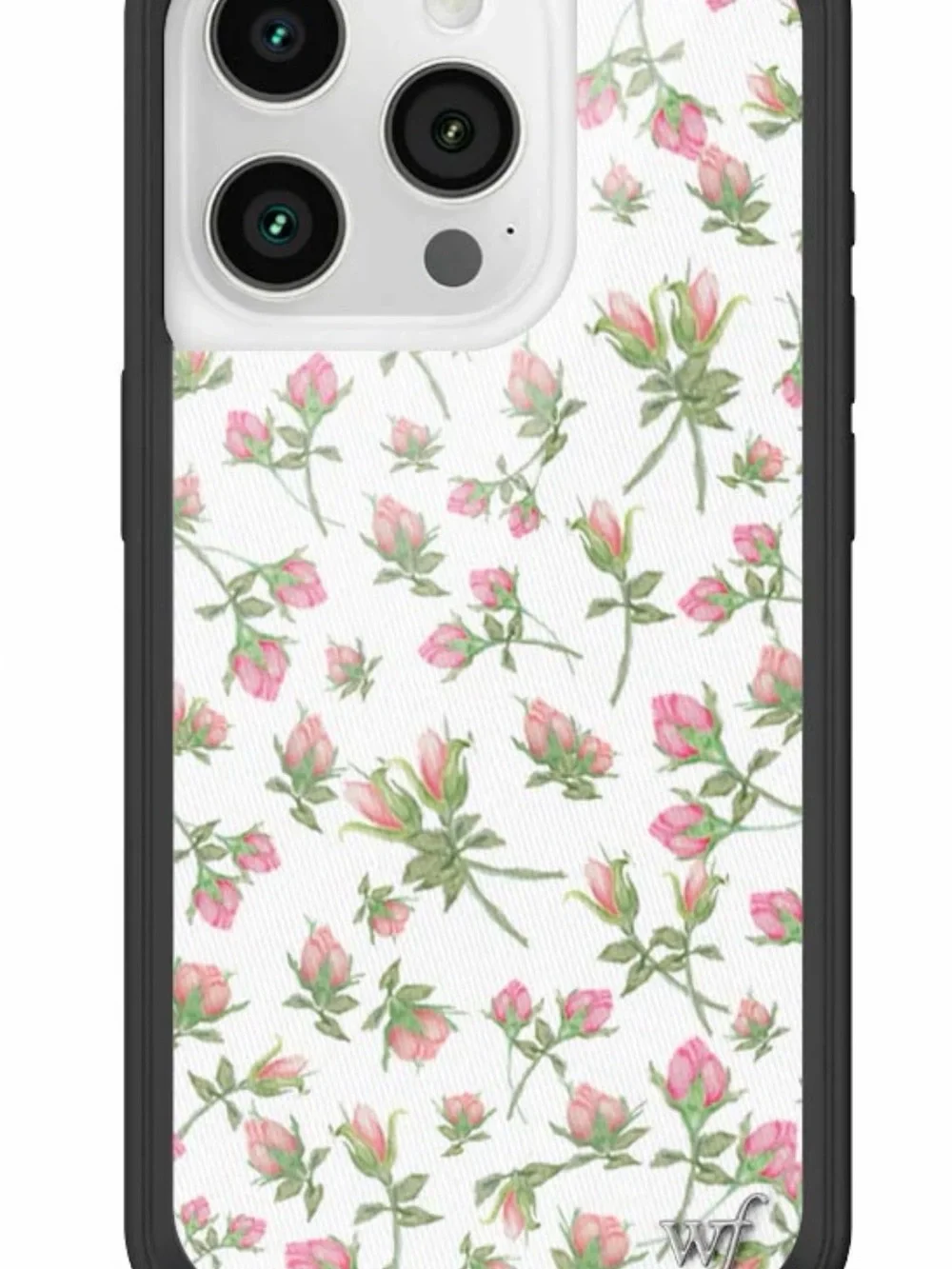 Wildflowers iPhone 15 Pro Case - White with Pink Rosebuds